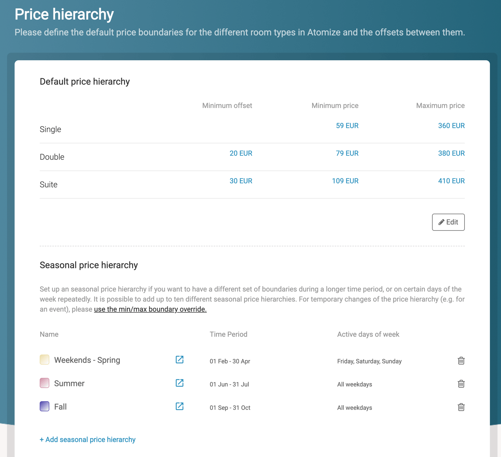 How do I change my price hierarchy?